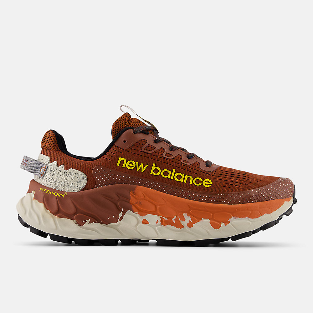 New Balance Fresh Foam X Trail More v3 Shoes Relic Brown with Infield Clay and Ginger Lemon